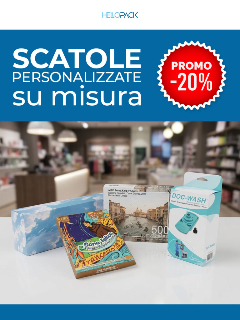Promo HelloPack: -20% su tutte le scatole personalizzate e controllo grafico professionale gratuito